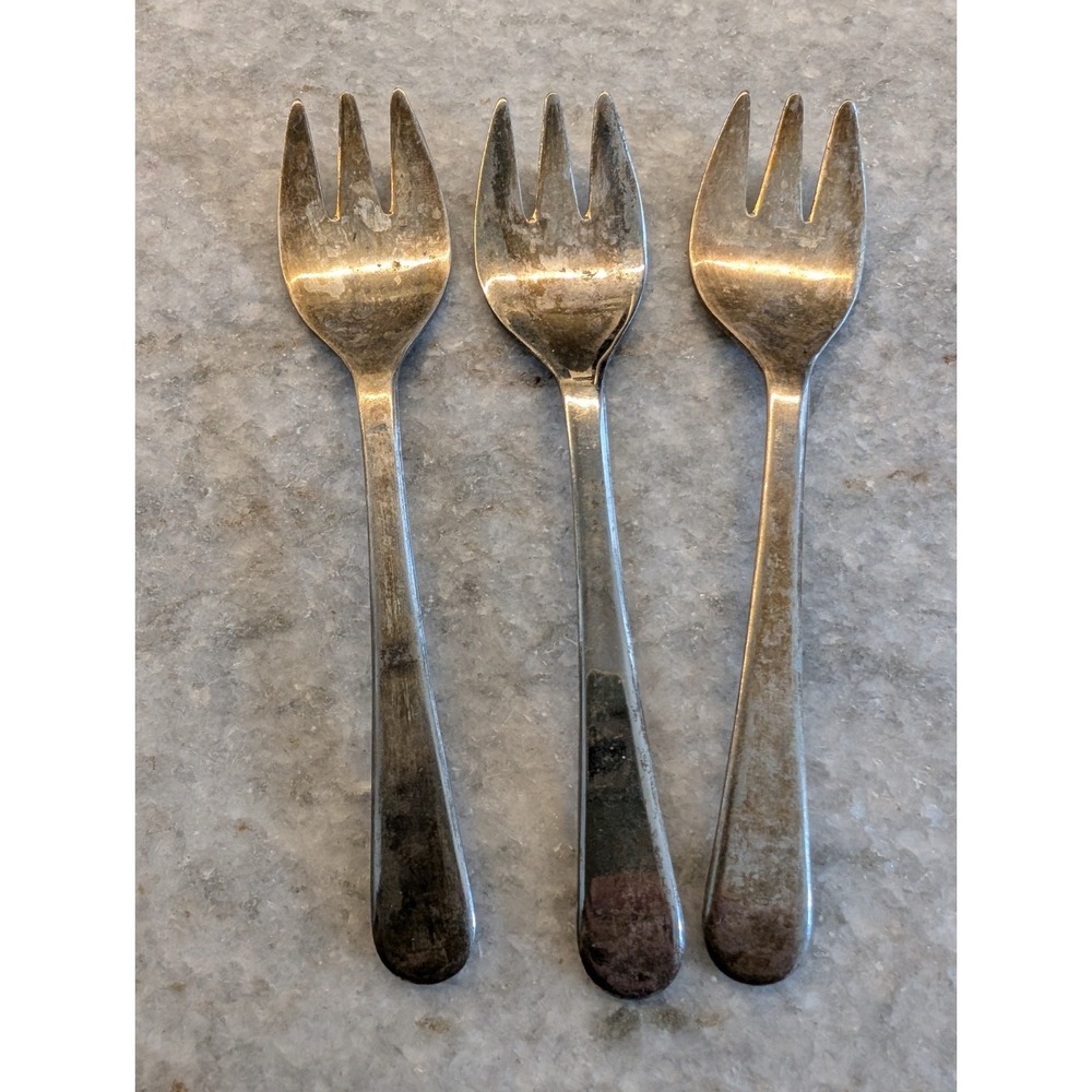 3 pc Vintage Silver‎ Plated Sheffield England Cocktail Seafood Fork Small 5"